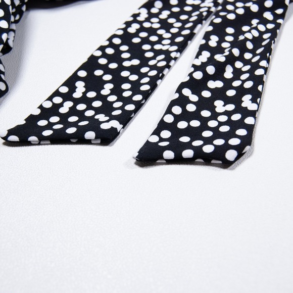 White House Black‎ Market WHBM Dress Size 8 Black White Polka Dot Midi Fit Flare - Picture 7 of 11